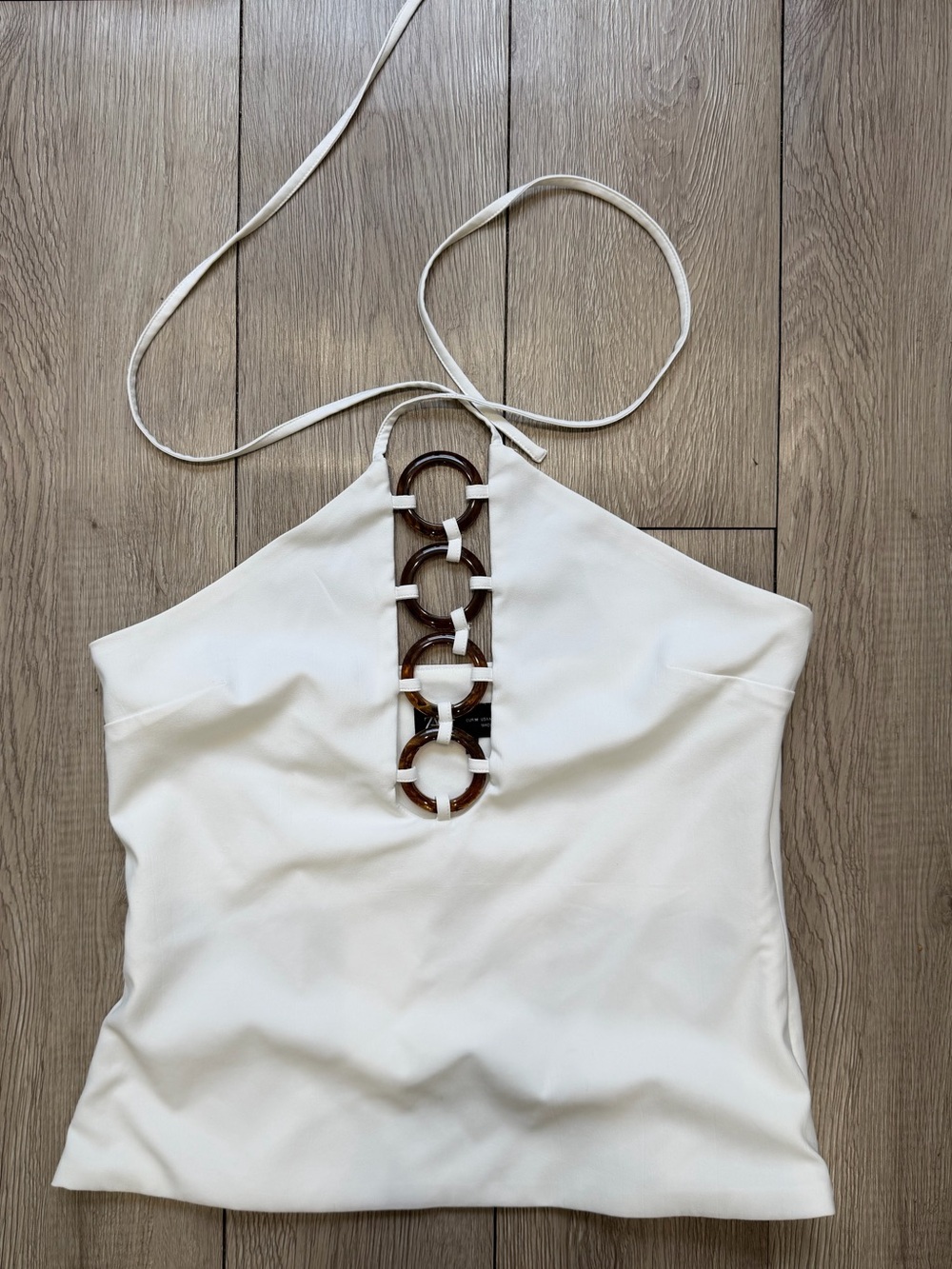 Zara white top with ring accents M